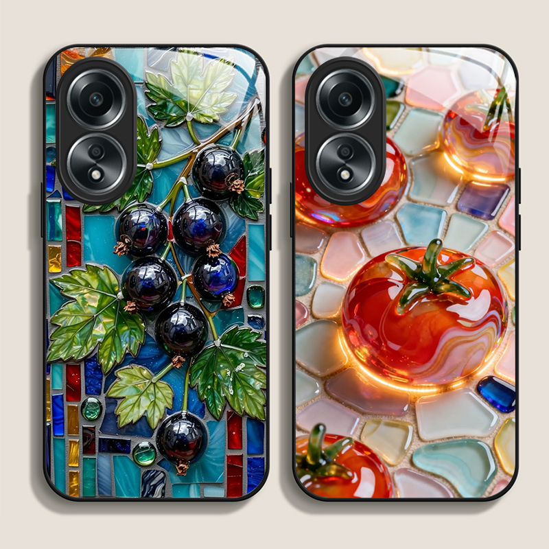 Phone Cases Realme - 2D Flat Aesthetic Marble Fruit Pattern