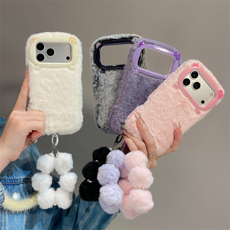 Phone Cases Iphone 17 Pro - Luxury Solid Colors Furry Plush Phone