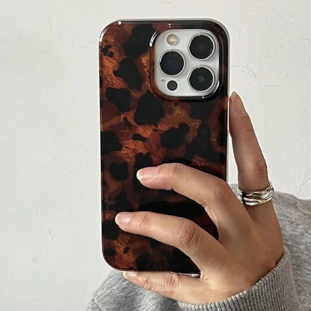 Phone Cases Leopard Print - Retro Amber Texture Laser Phone Case