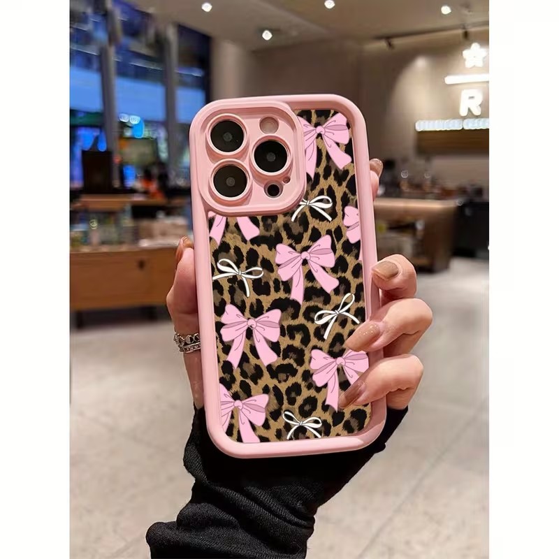 Phone Cases Iphone 17 Pro - Leopard Print Bow Phone Case For