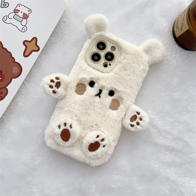 Korean 3D Cartoon Bear Fluffy  - Phone Cases Iphone 17 Pro ulasan dan harga