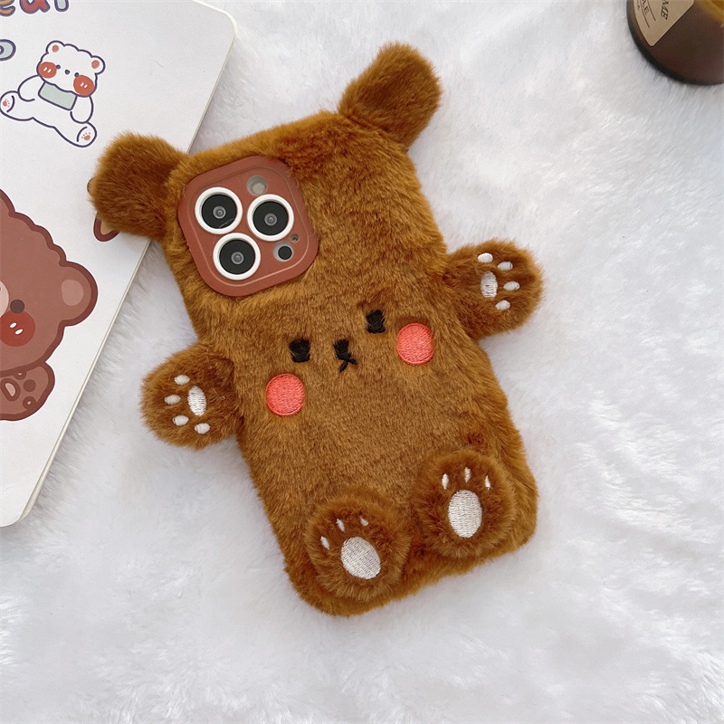 Korean 3D Cartoon Bear Fluffy  - Phone Cases Iphone 17 Pro ulasan dan harga