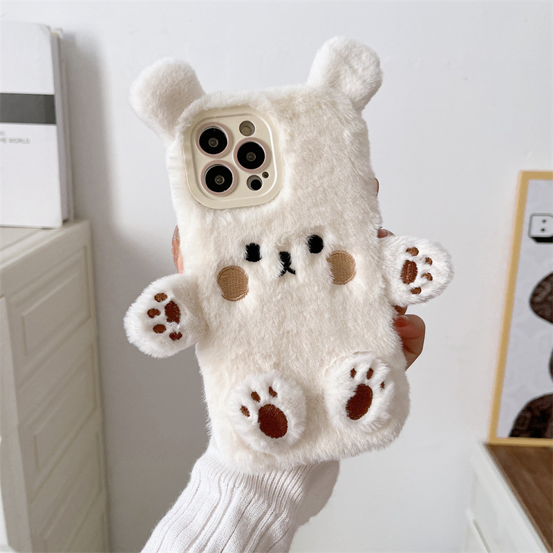 Korean 3D Cartoon Bear Fluffy  - Phone Cases Iphone 17 Pro ulasan dan harga