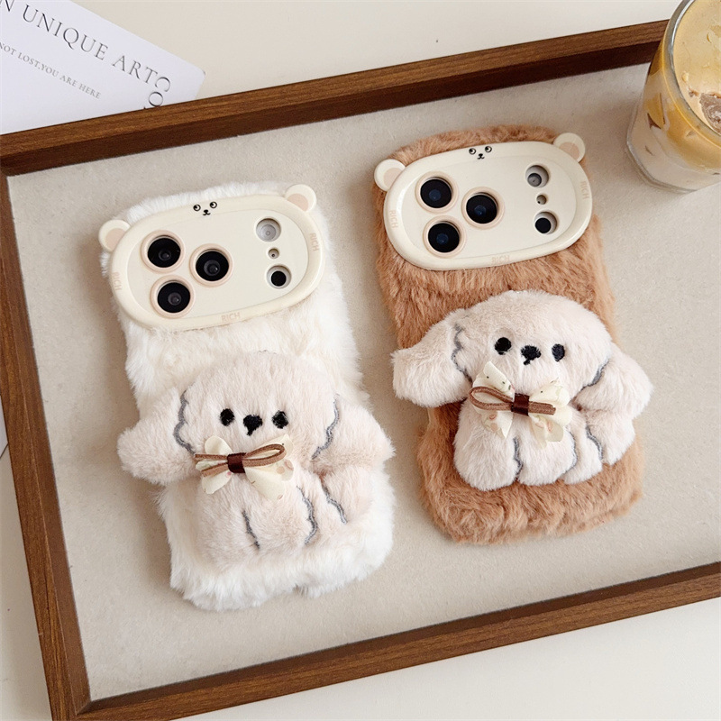 3D Cartoon Bowknot Puppy Warm  - Phone Cases Iphone 17 Pro ulasan dan harga