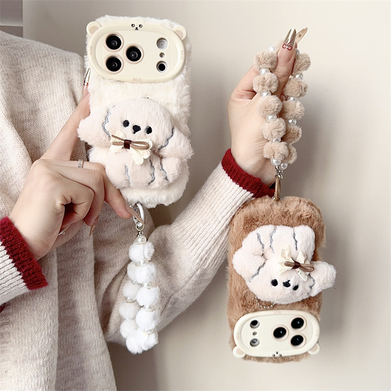 3D Cartoon Bowknot Puppy Warm  - Phone Cases Iphone 17 Pro ulasan dan harga