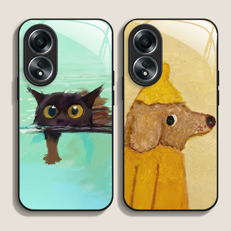 Oil Painting Yellow Dog Black  - Phone Cases Realme ulasan dan harga