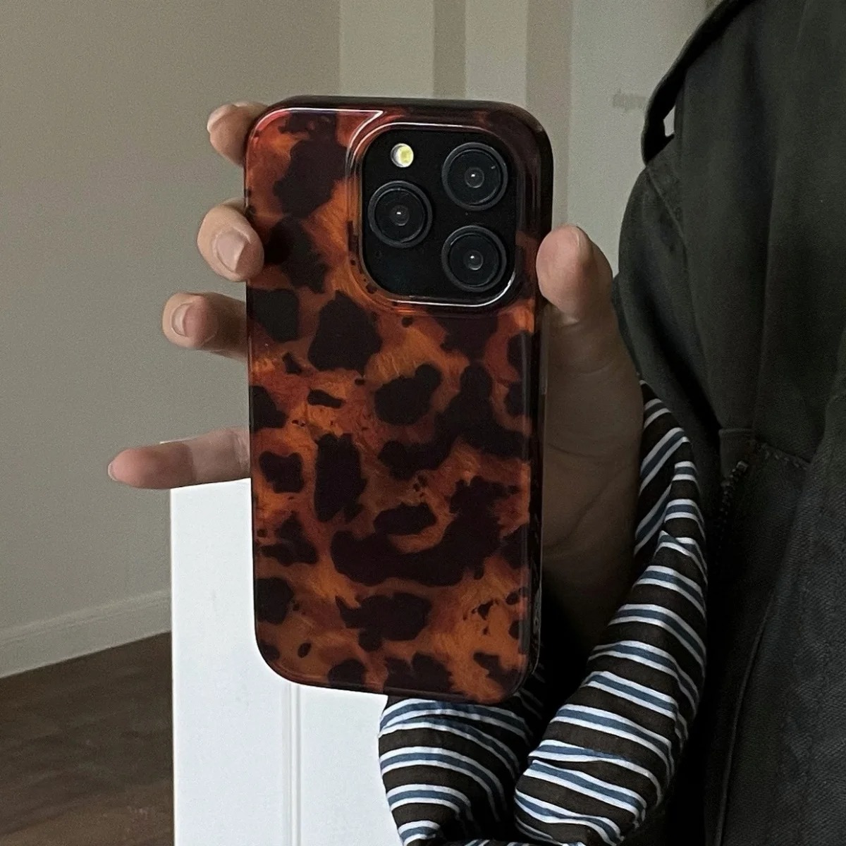 Retro Amber Texture Laser Phon - Phone Cases Leopard Print ulasan dan harga