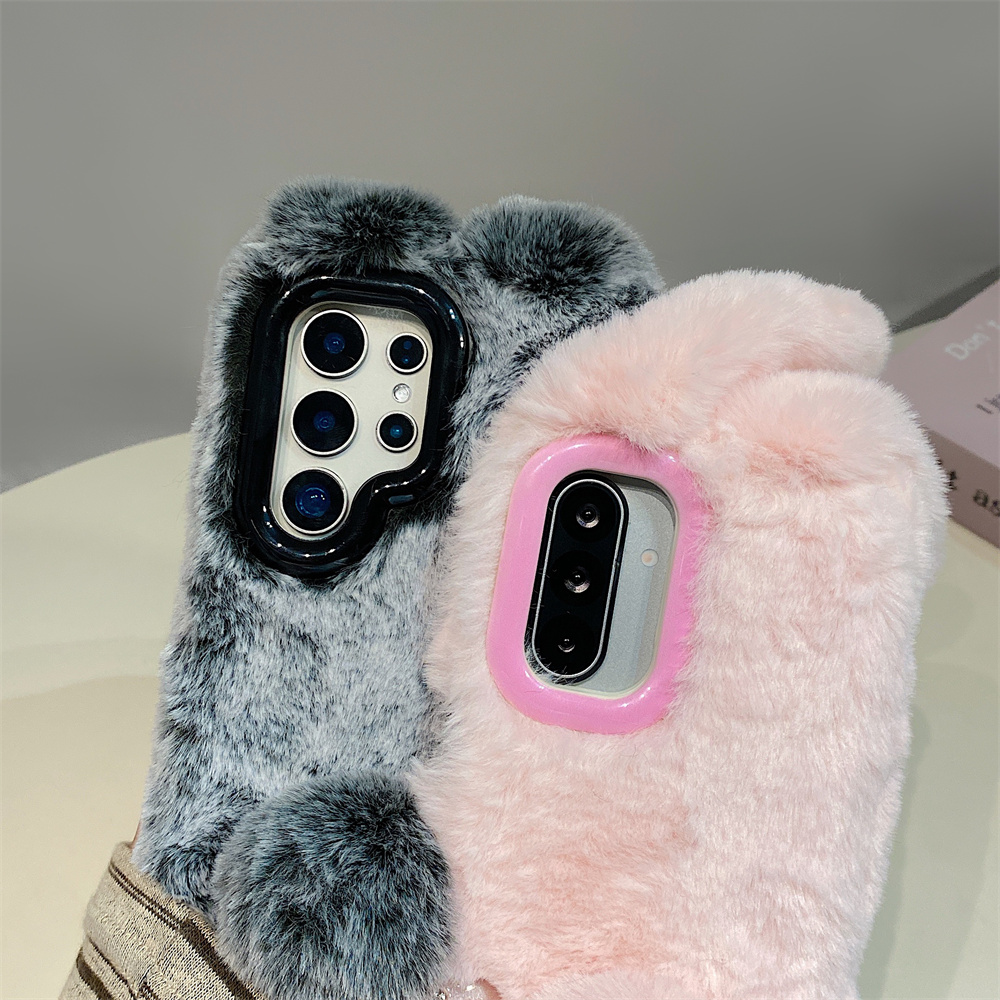 Cute Rabbit Ears Fluffy Stand  - Phone Cases Samsung Galaxy ulasan dan harga